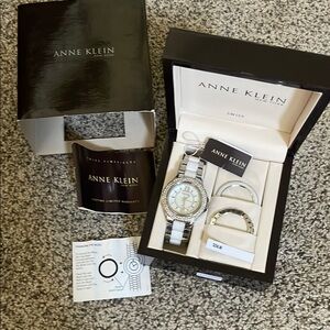 Anne Klein Silver and White Watch with Interchangeable Bands